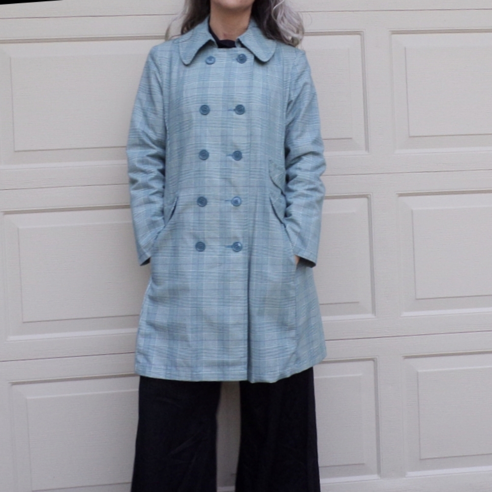 glen plaid SEARS CONVERTIBLE COAT vintage trench S